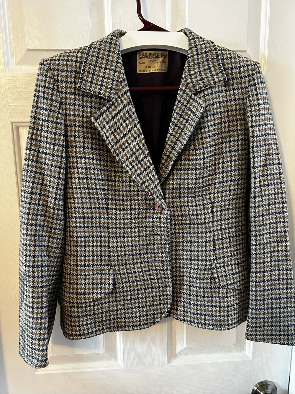 Vintage Jaeger Women's Houndstooth Wool Blazer
